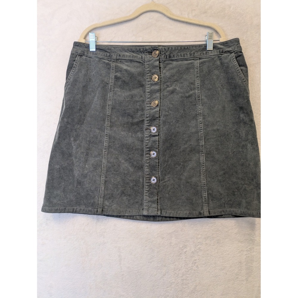 Maurices Womens Gray Corduroy Button Front A Line Mini Skirt‎ Size 14W
